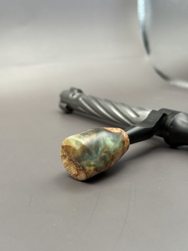 Handmade Custom Bolt Knob - Cured Wood & Turquoise Resin #1 - Image 2