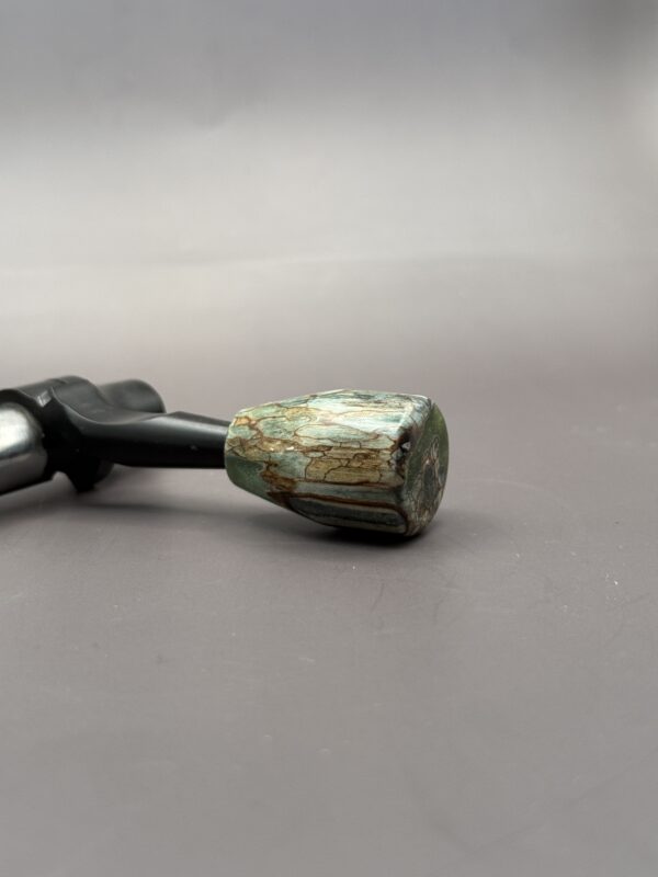 Handmade Custom Bolt Knob - Sparkle Turquoise Resin Impregnated Cured Driftwood - Image 2
