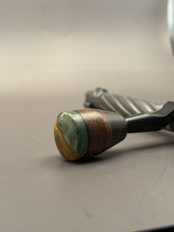 Handmade Custom Bolt Knob - Caramel Resin, Balck/Brown Phenolic, & Green G10