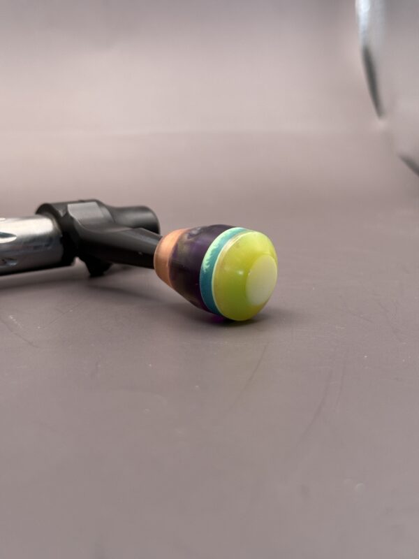 Handmade Custom Bolt Knob - Yellow/Lime Top Multi Colored Resin - Image 2