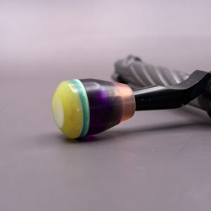 Handmade Custom Bolt Knob - Yellow/Lime Top Multi Colored Resin