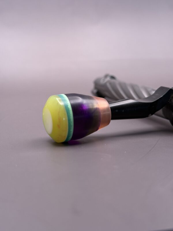 Handmade Custom Bolt Knob - Yellow/Lime Top Multi Colored Resin