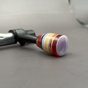 Handmade Custom Bolt Knob - White/Purple Top, Multi Color Resin