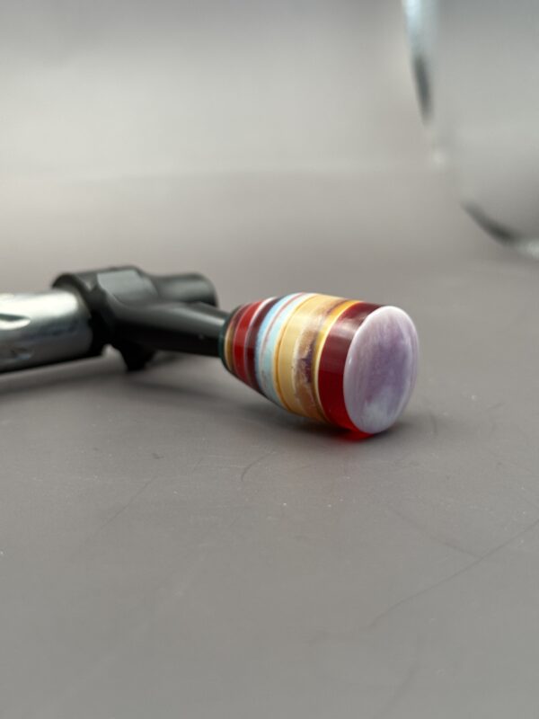 Handmade Custom Bolt Knob - White/Purple Top, Multi Color Resin