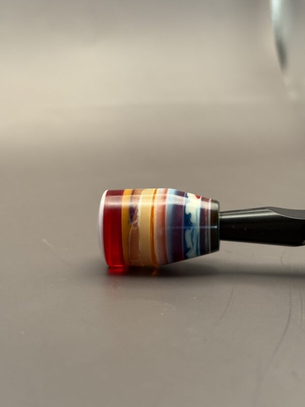 Handmade Custom Bolt Knob - White/Purple Top, Multi Color Resin - Image 2