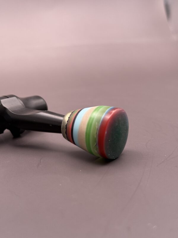 Handmade Custom Bolt Knob - Teal & Orange Sparkle Top With Multi Color Resin Layers - Image 2
