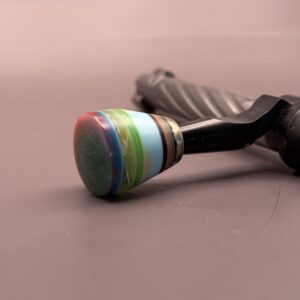 Handmade Custom Bolt Knob - Teal & Orange Sparkle Top With Multi Color Resin Layers
