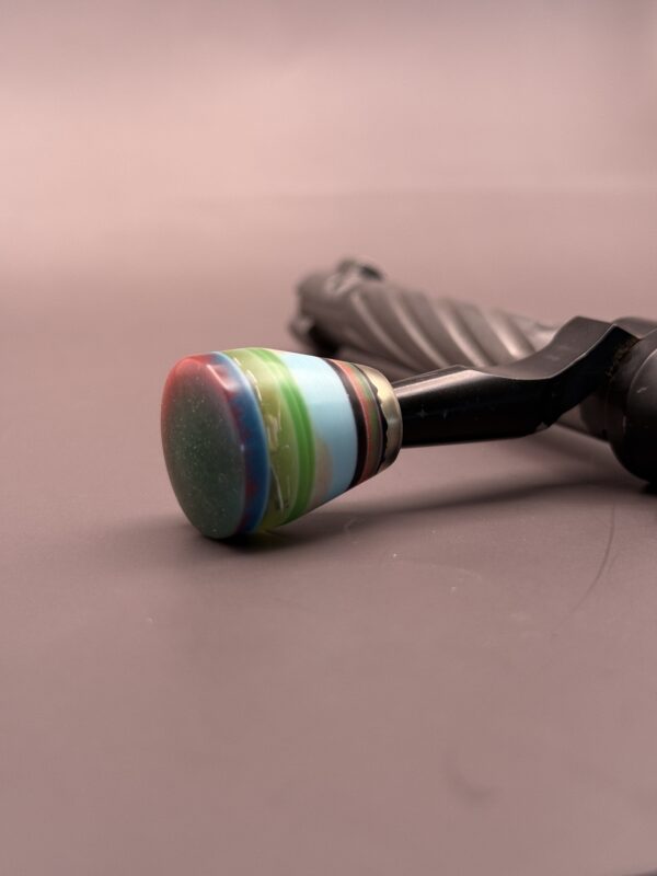 Handmade Custom Bolt Knob - Teal & Orange Sparkle Top With Multi Color Resin Layers
