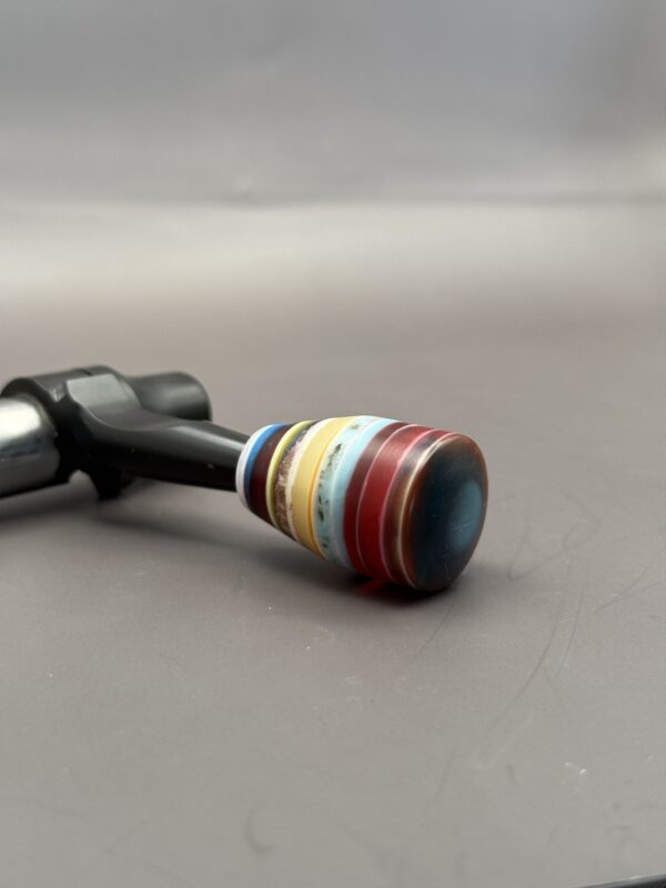 Handmade Custom Bolt Knob - Primary Red with Multi Colored Resin Layers - Image 2