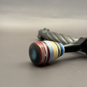 Handmade Custom Bolt Knob - Primary Red with Multi Colored Resin Layers