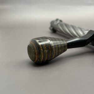 Handmade Custom Bolt Knob - Blue, Green & Tan Skateboard Deck Wood