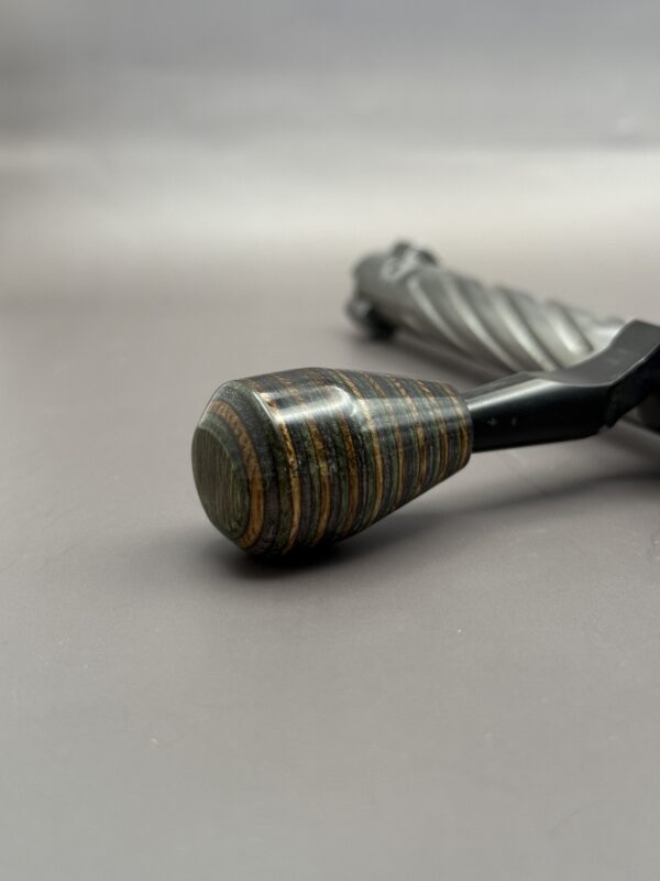 Handmade Custom Bolt Knob - Blue, Green & Tan Skateboard Deck Wood