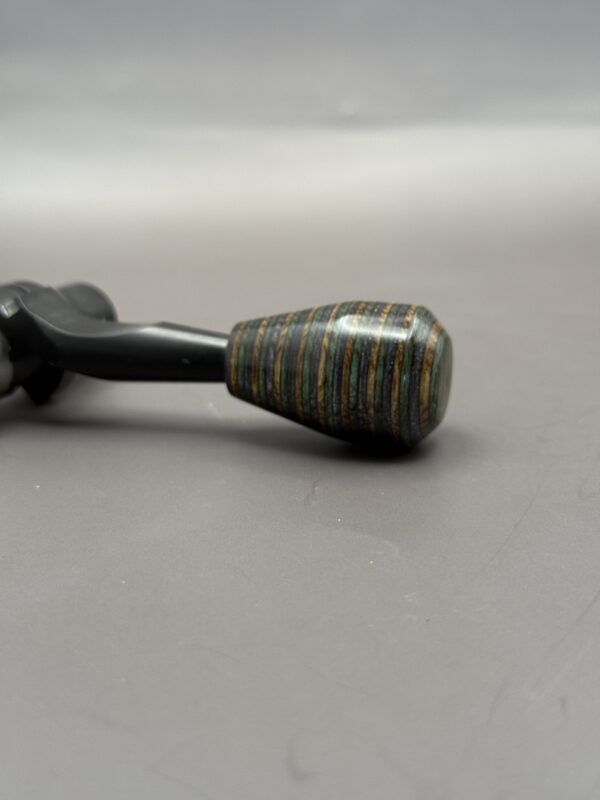 Handmade Custom Bolt Knob - Blue, Green & Tan Skateboard Deck Wood - Image 2