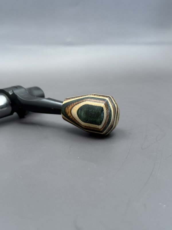 Handmade Custom Bolt Knob - Green,Tan & Brown Skateboard Deck Wood - Image 2