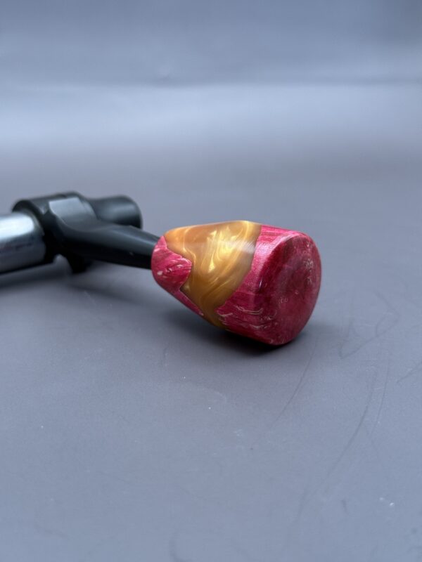 Handmade Custom Bolt Knob - Caramel & Pink Resin Infused Wood - Image 2