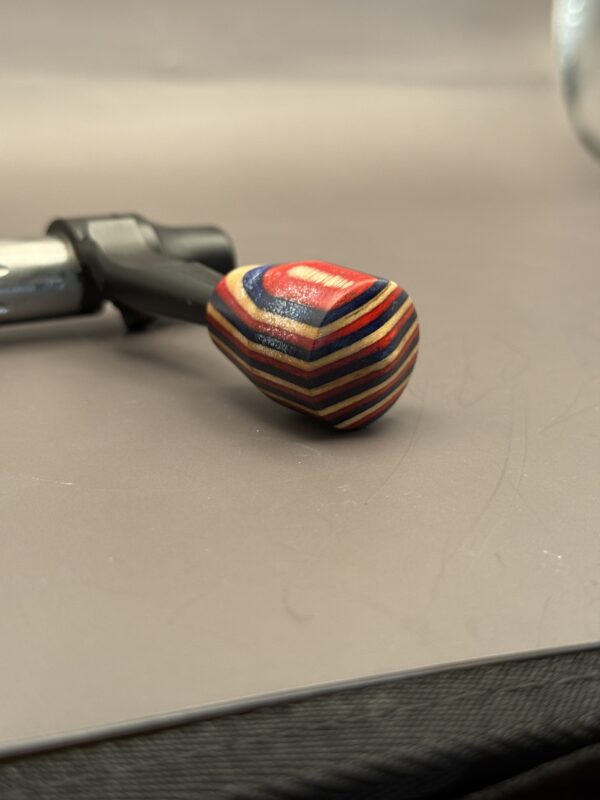 Handmade Custom Bolt Knob - Red, White & Blue Skateboard Deck Wood - Image 2