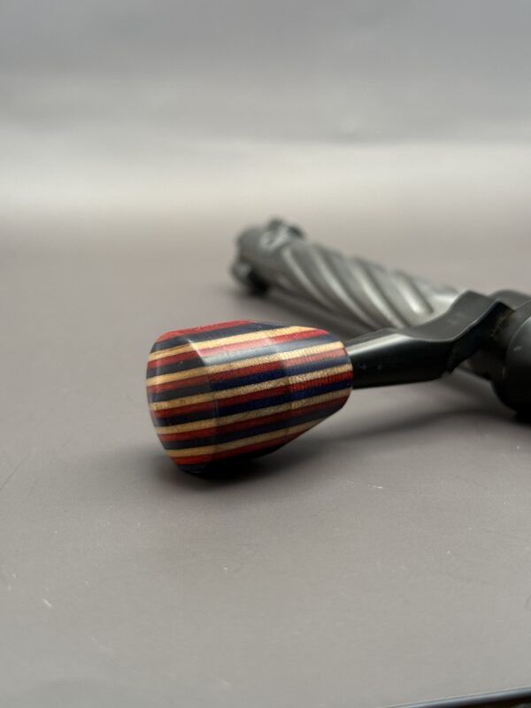 Handmade Custom Bolt Knob - Red, White & Blue Skateboard Deck Wood