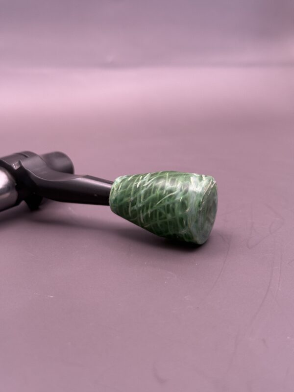 Handmade Custom Bolt Knob - Green Resin Infused Burlap - Image 2