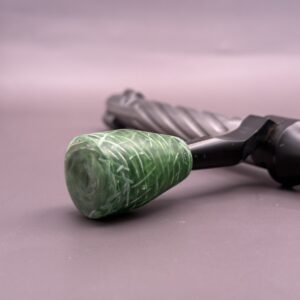 Handmade Custom Bolt Knob - Green Resin Infused Burlap