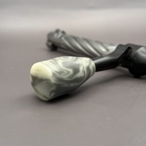 Handmade Custom Bolt Knob - Cream & Silver Resin 