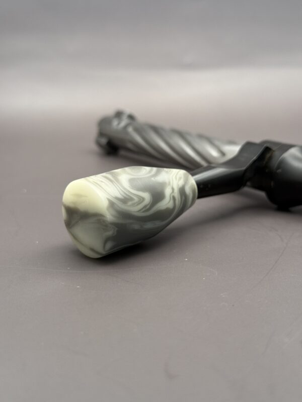 Handmade Custom Bolt Knob - Cream & Silver Resin 
