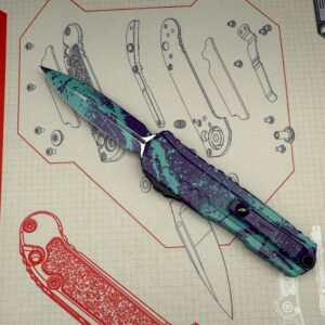 Microtech Cypher II D/E Signature Series - Baja/Purple Splatter 1242-1 BJPU SPLS