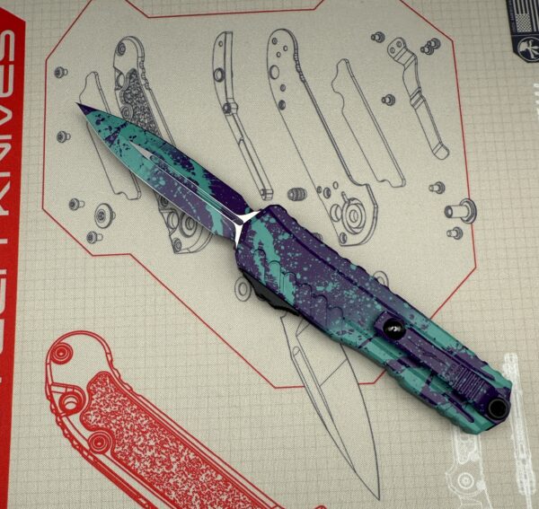Microtech Cypher II D/E Signature Series - Baja/Purple Splatter 1242-1 BJPU SPLS