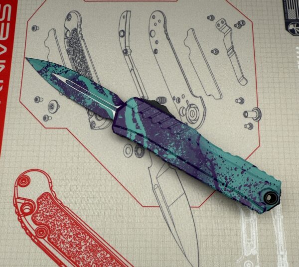 Microtech Cypher II D/E Signature Series - Baja/Purple Splatter 1242-1 BJPU SPLS - Image 2